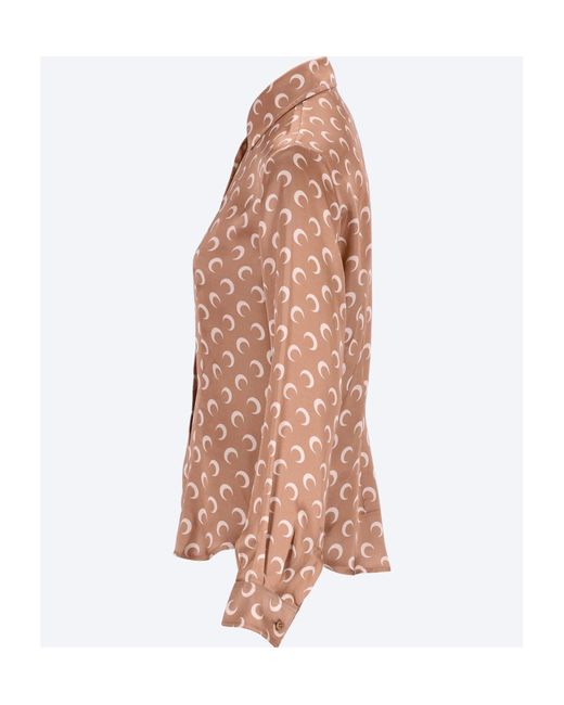 MARINE SERRE Pink Crescent Moon-Printed Buttoned Shirt