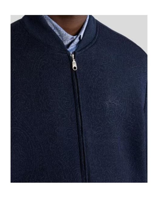 Etro Blue Zipped Bomber Jacket for men