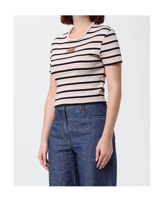 Fendi White Logo Patch Striped Cropped Jumper
