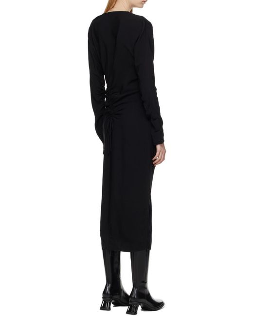 Holzweiler Black Long-Sleeve Gathered-Detail Dress