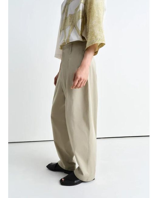 Lemaire White Pleated Wide Leg Chino Pants for men