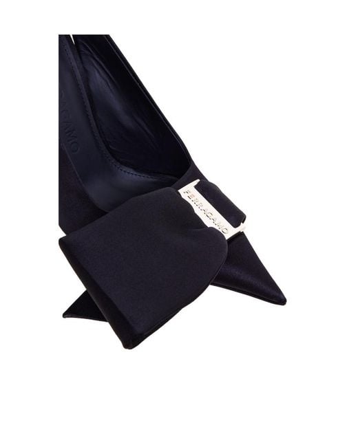 Ferragamo Blue Pointed-Toe Slingback Pumps