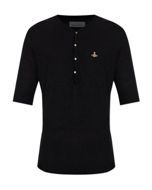 Vivienne Westwood Black T-Shirt Sailor Henley for men