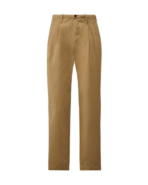 C P Company Natural Pleated Straight-Leg Trousers for men
