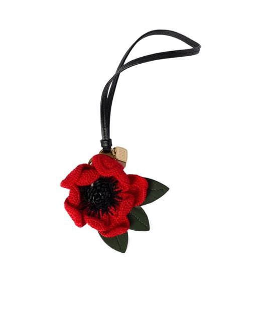 Miu Miu Red Trick Floral Appliqué Key Holder