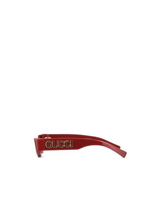 Gucci Red Eyewear Rectangle Frame Sunglasses