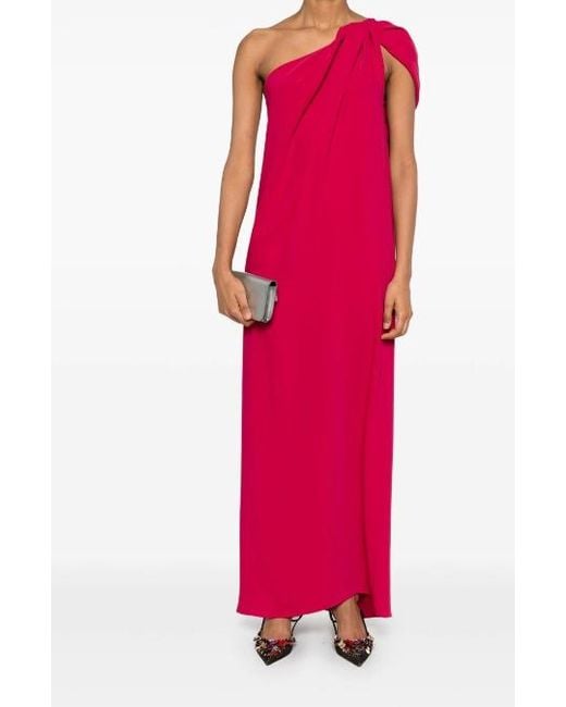 P.A.R.O.S.H. Red One-Shoulder Draped Dress