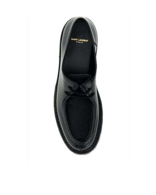 Saint Laurent Black Almond Toe Lace-Up Shoes for men