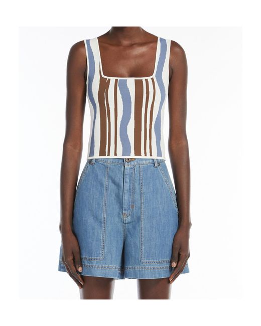 Weekend by Maxmara Blue Pilade All-Over Patterned Top