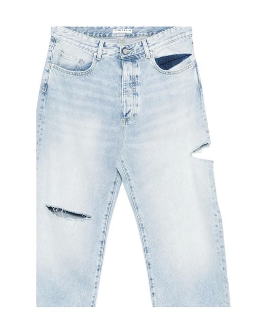 ICON DENIM Blue Scott Distressed Jeans for men