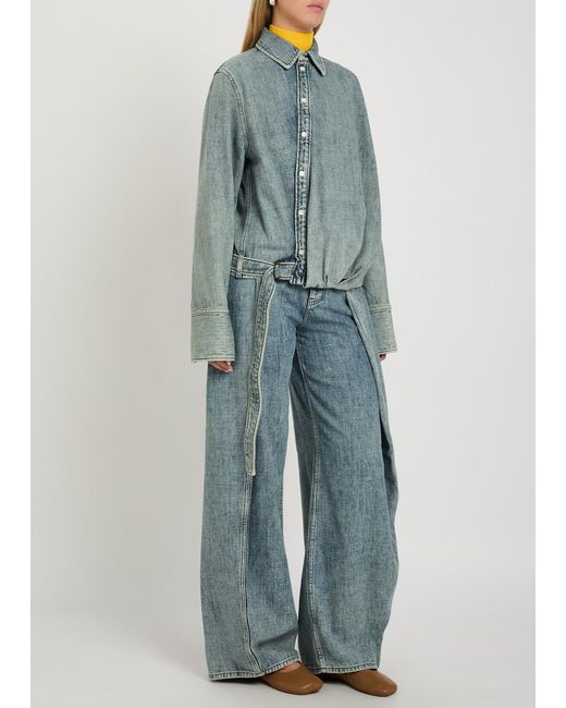 Loewe Blue Draped Belted Denim Shirt