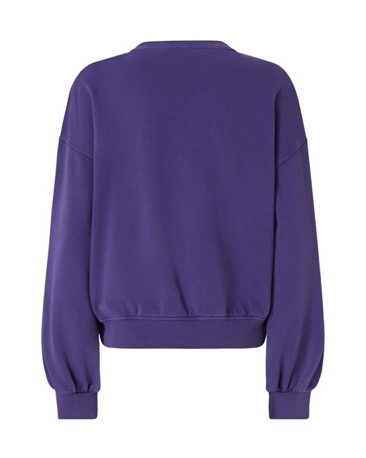 Pinko Purple Embroidered-Logo Cotton Sweatshirt