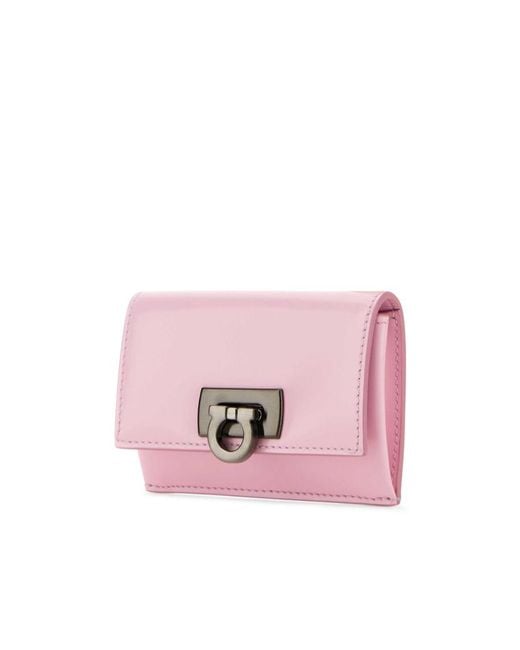 Ferragamo Pink Ferragamo Gancini Clasp Credit Card Holder