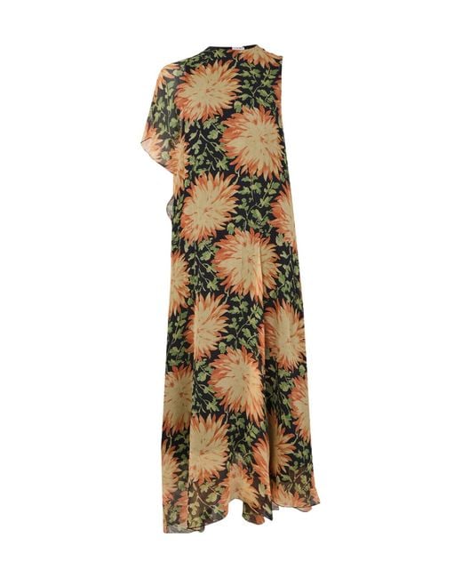 Loewe Metallic Floral Print Flowing Dress