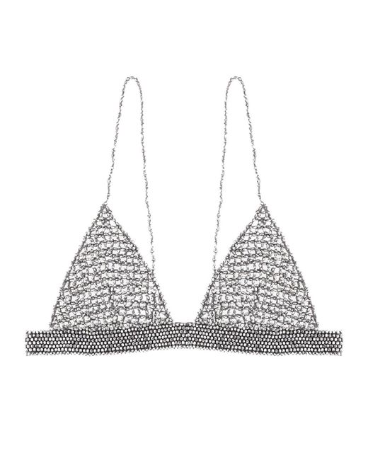 Golden Goose Deluxe Brand Gray Crystal-Embellished Crochet Top