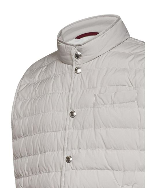 Brunello Cucinelli Gray Padded Buttoned Gilet for men