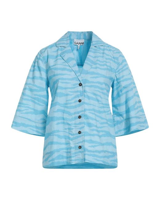 Ganni Blue Two-Tone Shirt