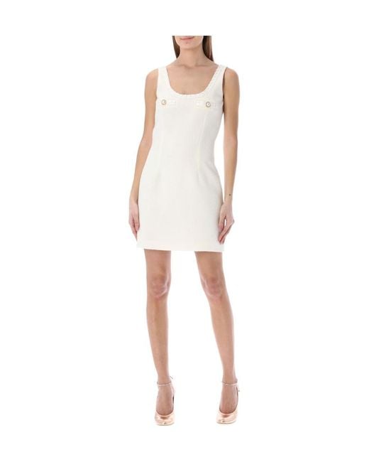 Alessandra Rich White Faux-Pearl Embellished Dress