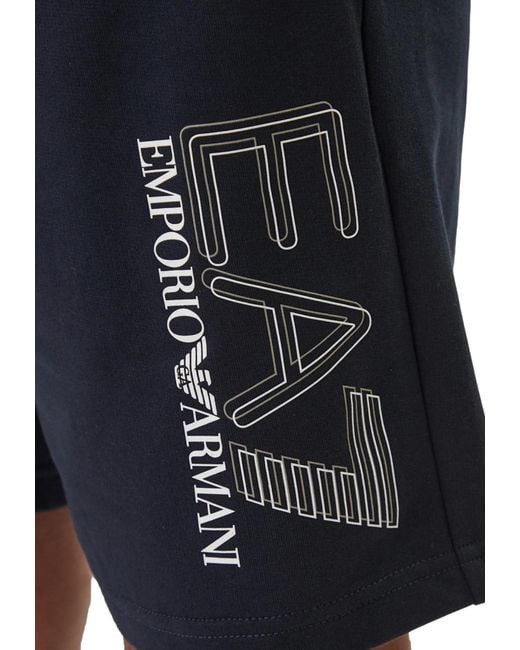 EA7 Blue Wide-Leg Shorts for men