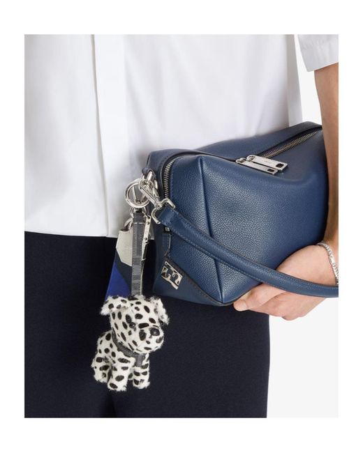 Fendi White Ito Dog-Motif Leather Keyring for men