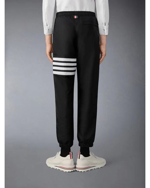 Thom Browne Black Four-Bar Ripstop Track Pants for men