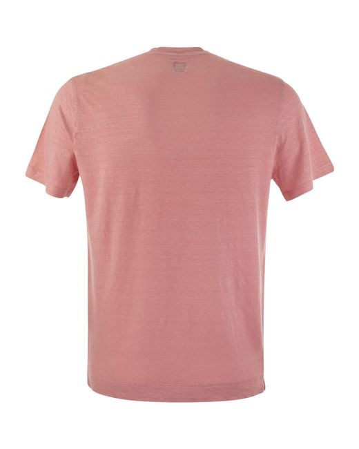 Fedeli Pink Short-Sleeved Crewneck T-Shirt for men