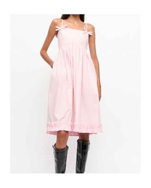 Ganni Pink Strappy Midi Dress