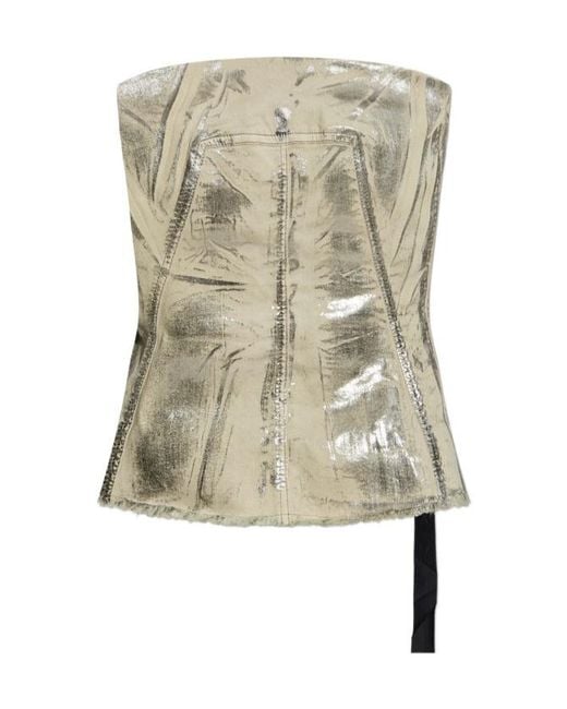 Rick Owens Natural Bustier Frayed-Hem Top