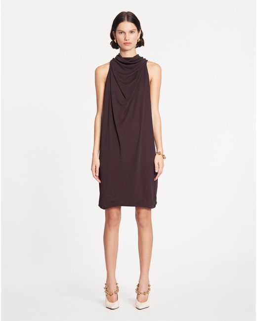 Lanvin Purple Logo Plaque Scarf Dress