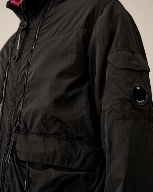 C P Company Black Chrome-R Lens-Detail Hooded Jacket for men