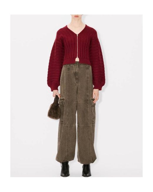 KENZO 3D' Embroidered Rib-Knit Cardigan
