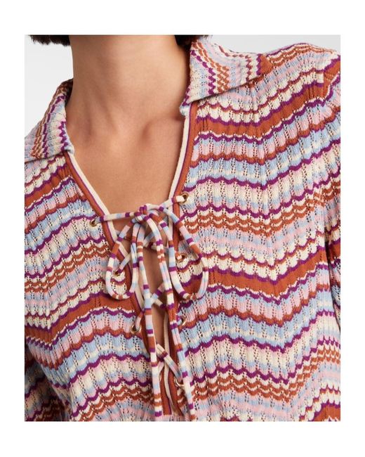 Rixo Red Brody Chevron Cotton Top