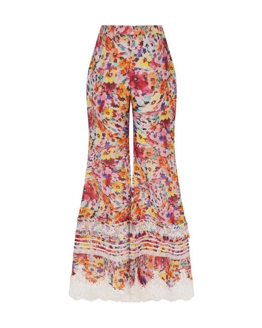 Zimmermann Red Luna Floral Lace Trousers