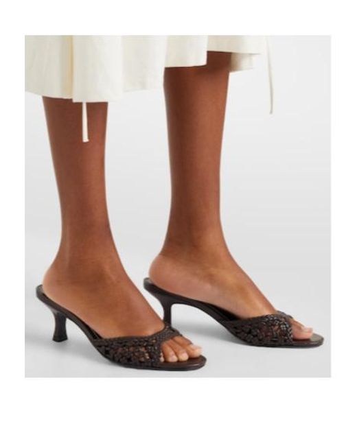 Staud Black Brigitte Woven Leather Mules