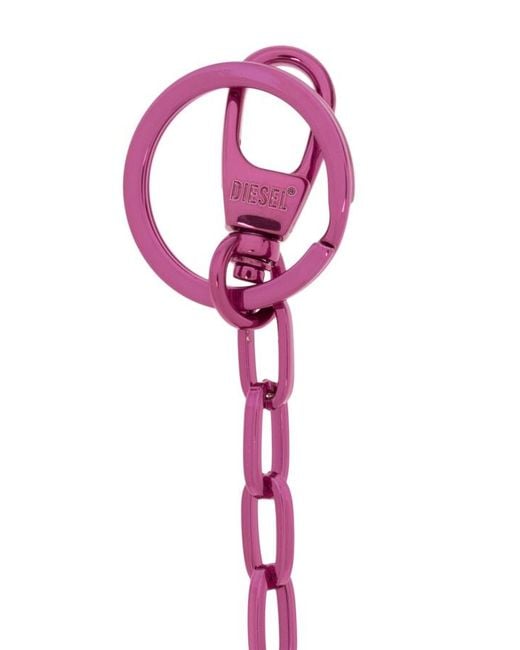 DIESEL Pink Oval D Metallic Keyring