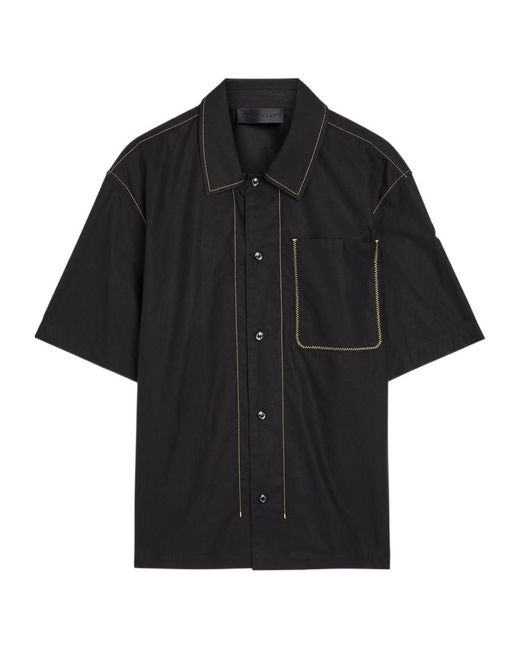 Moncler Black Short-Sleeve Pure Cotton Shirt for men