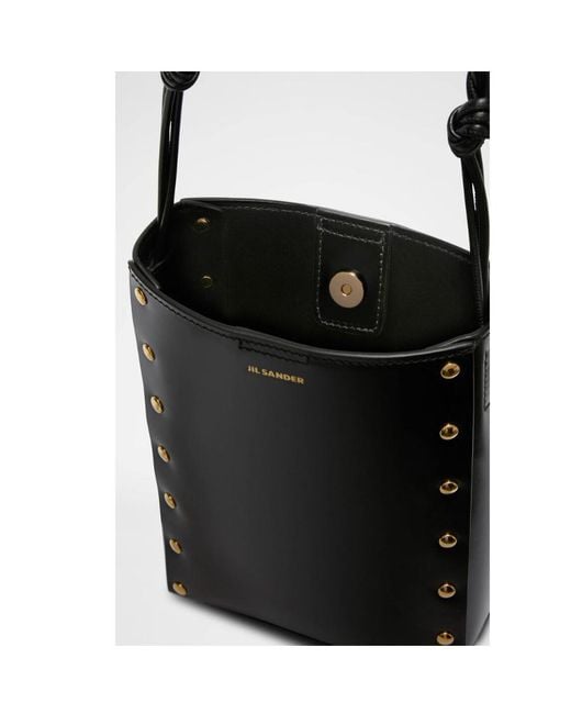 Jil Sander White Stud Embellished Shoulder Bag