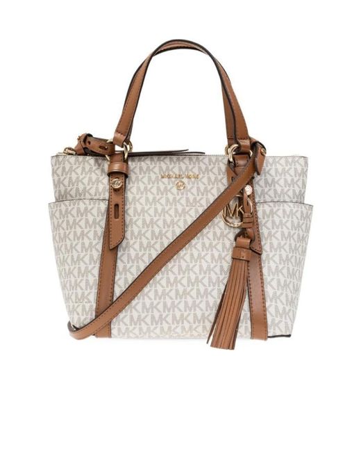 MICHAEL Michael Kors Brown Sullivan Logo Plaque Small Tote Bag