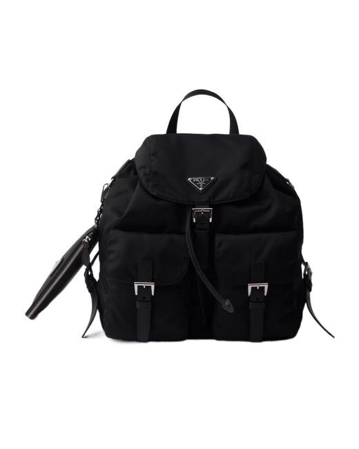 Prada Black Re-Nylon Triangle-Logo Backpack
