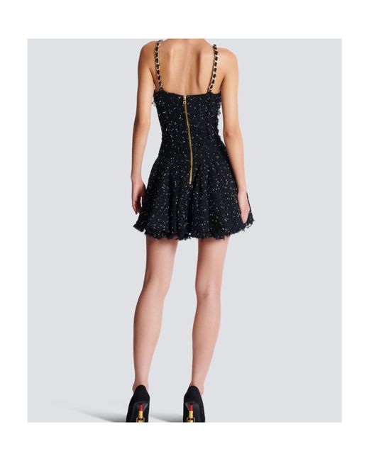 Balmain Black Tweed Mini Dress