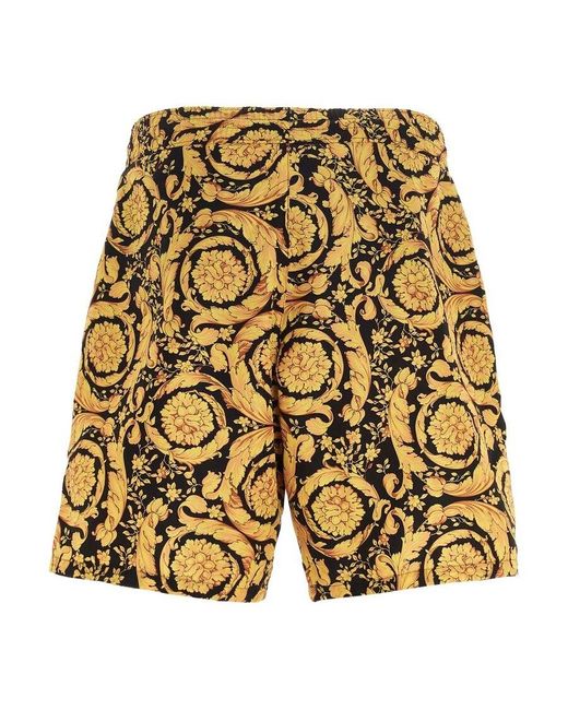 Versace Yellow Barocco Printed Swim Shorts for men
