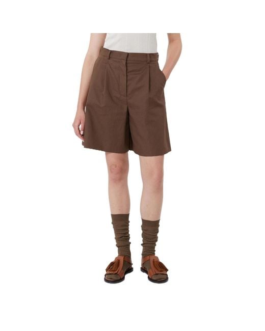 Weekend by Maxmara Brown Wkdecuba Pleated Bermuda Shorts