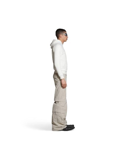 Balenciaga White Long Printed Straight Hem Hoodie for men