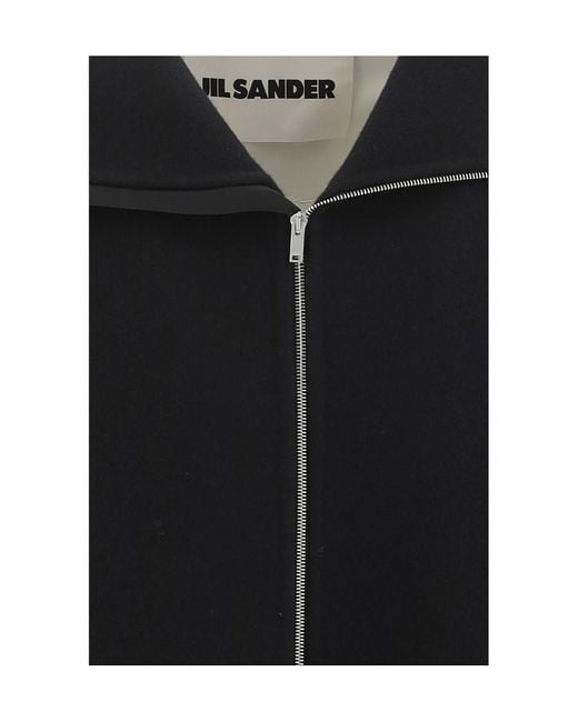 Jil Sander Black Zipped Hooded Jacket for men