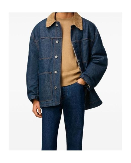 AMI Blue Padded Denim Worker Jacket for men