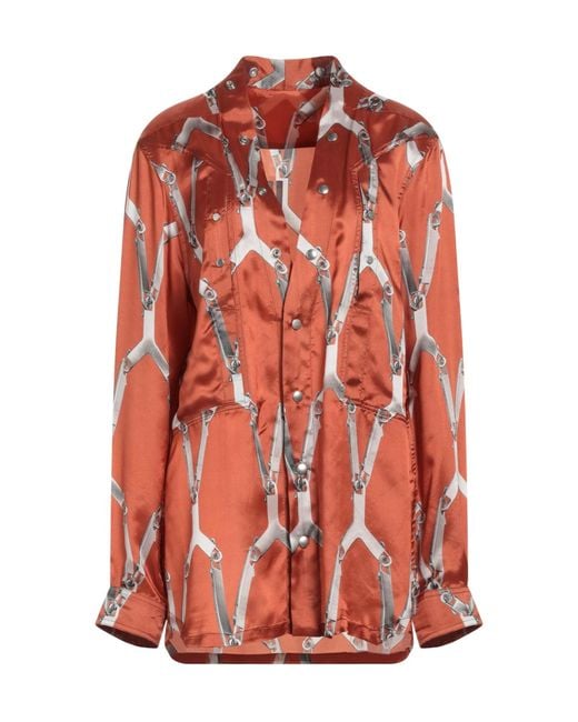 Rick Owens Red Patterned Shirts