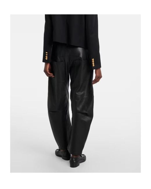 Nili Lotan Blue Shon Leather Barrel-Leg Pants