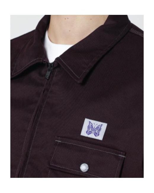 Needles Blue Zipped Logo Patch Jacket for men