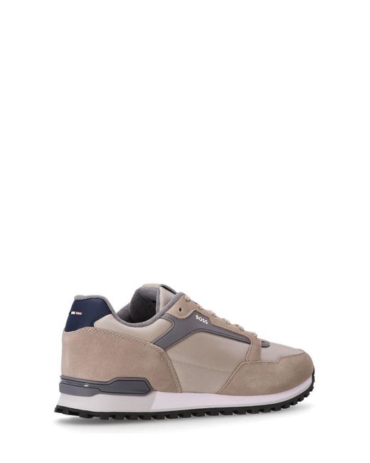 Boss Gray Panelled Sneakers for men