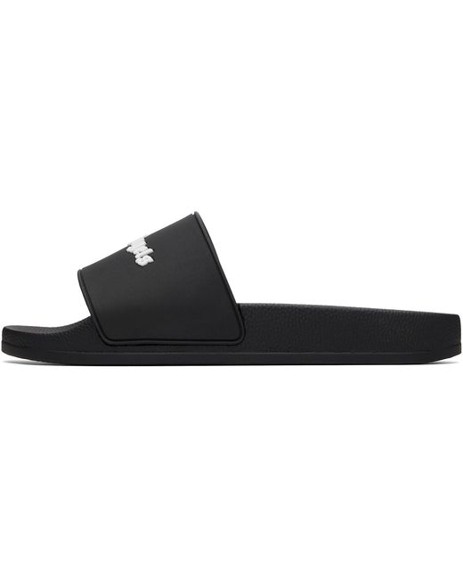 Palm Angels Black Classic Logo Slippers for men